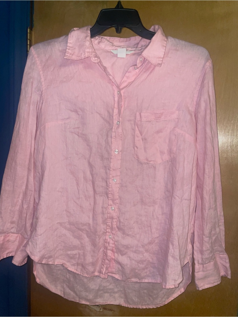 H&M coral Pink Linen Button-Front Shirt